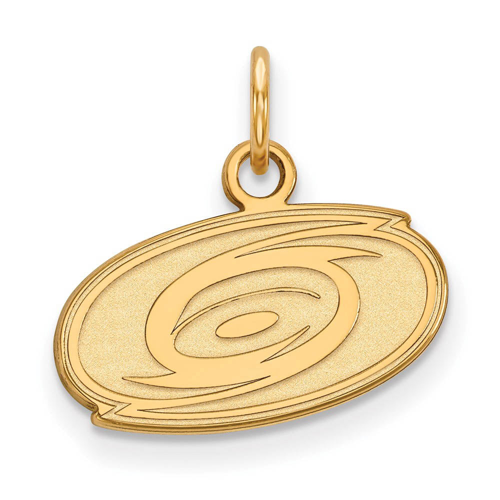 SS 14k Yellow Gold Plated NHL Hurricanes XS (Tiny) Charm or Pendant, Item P30055 by The Black Bow Jewelry Co.