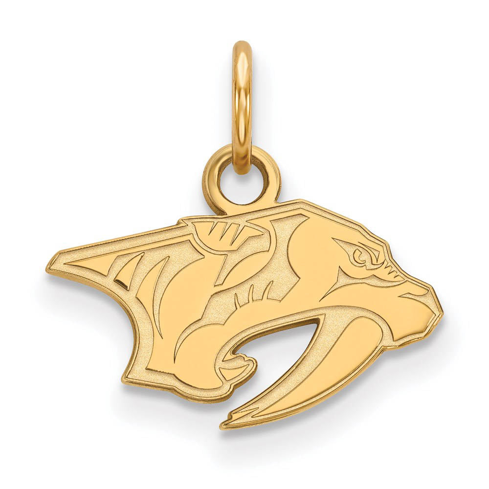 SS 14k Yellow Gold Plated NHL Nashville Predators XS (Tiny) Charm, Item P30057 by The Black Bow Jewelry Co.