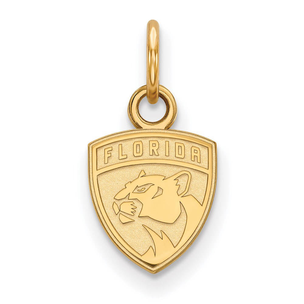 SS 14k Yellow Gold Plated NHL Florida Panthers XS (Tiny) Charm, Item P30058 by The Black Bow Jewelry Co.