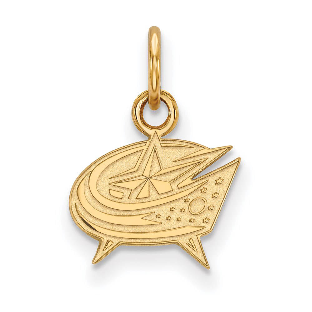 SS 14k Yellow Gold Plated NHL Columbus Blue Jackets XS (Tiny) Charm, Item P30059 by The Black Bow Jewelry Co.