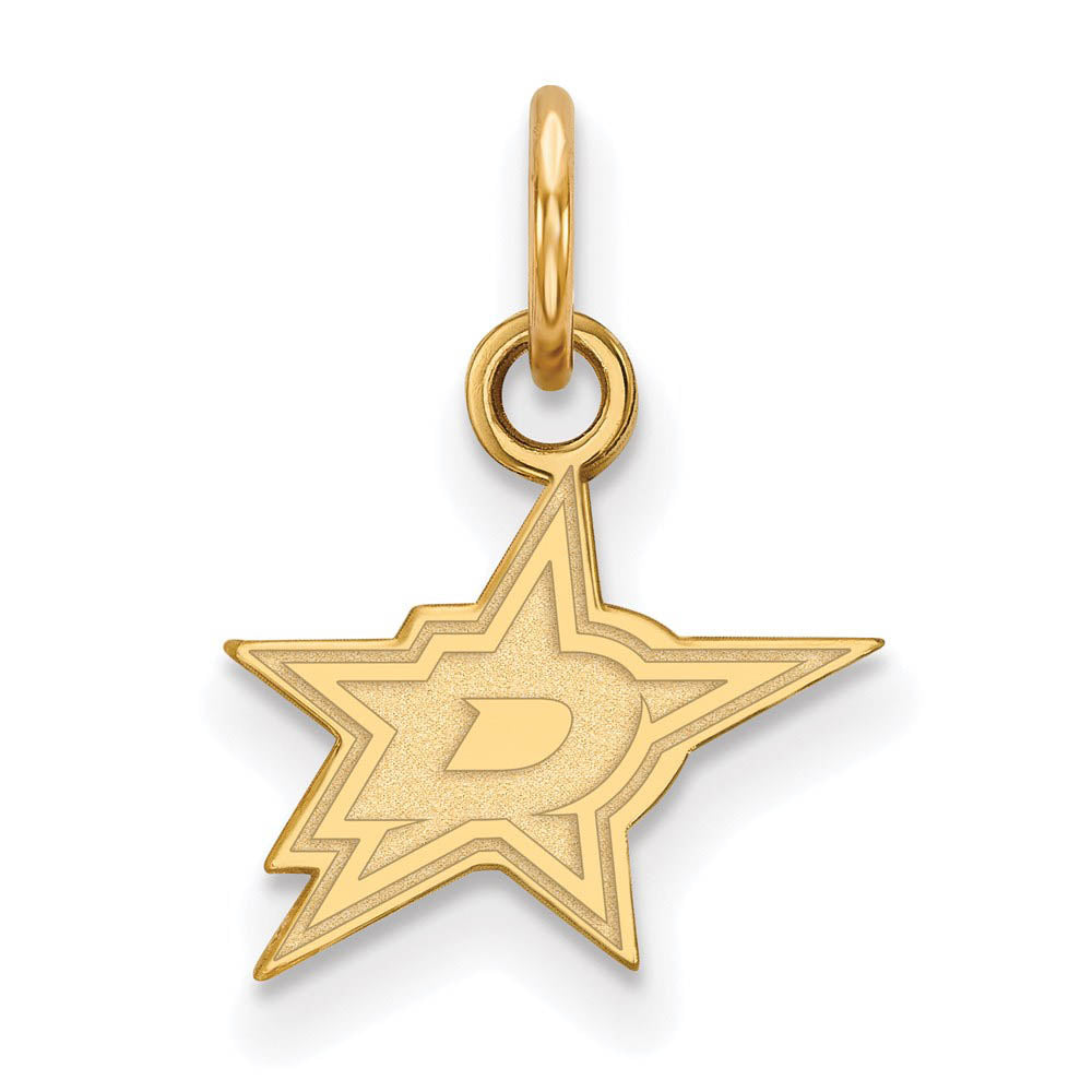 SS 14k Yellow Gold Plated NHL Dallas Stars XS (Tiny) Charm or Pendant, Item P30061 by The Black Bow Jewelry Co.