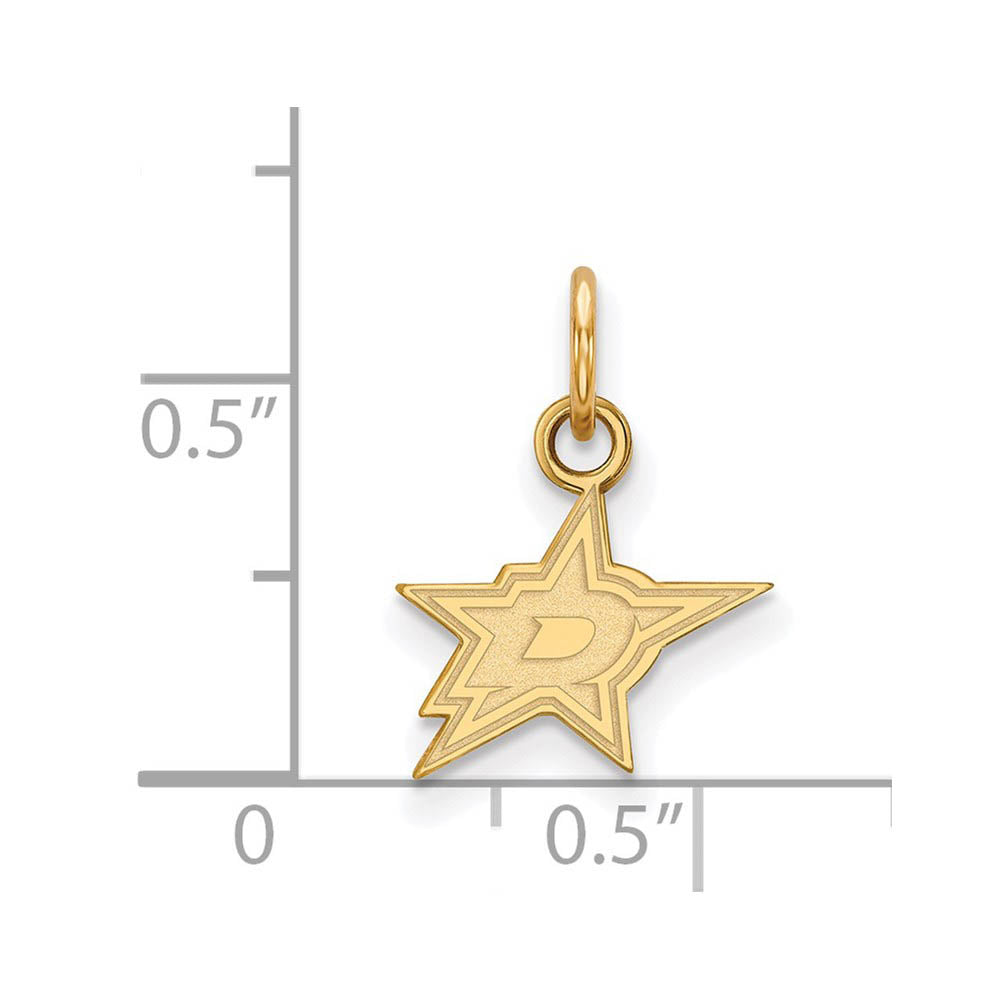 Alternate view of the SS 14k Yellow Gold Plated NHL Dallas Stars XS (Tiny) Charm or Pendant by The Black Bow Jewelry Co.