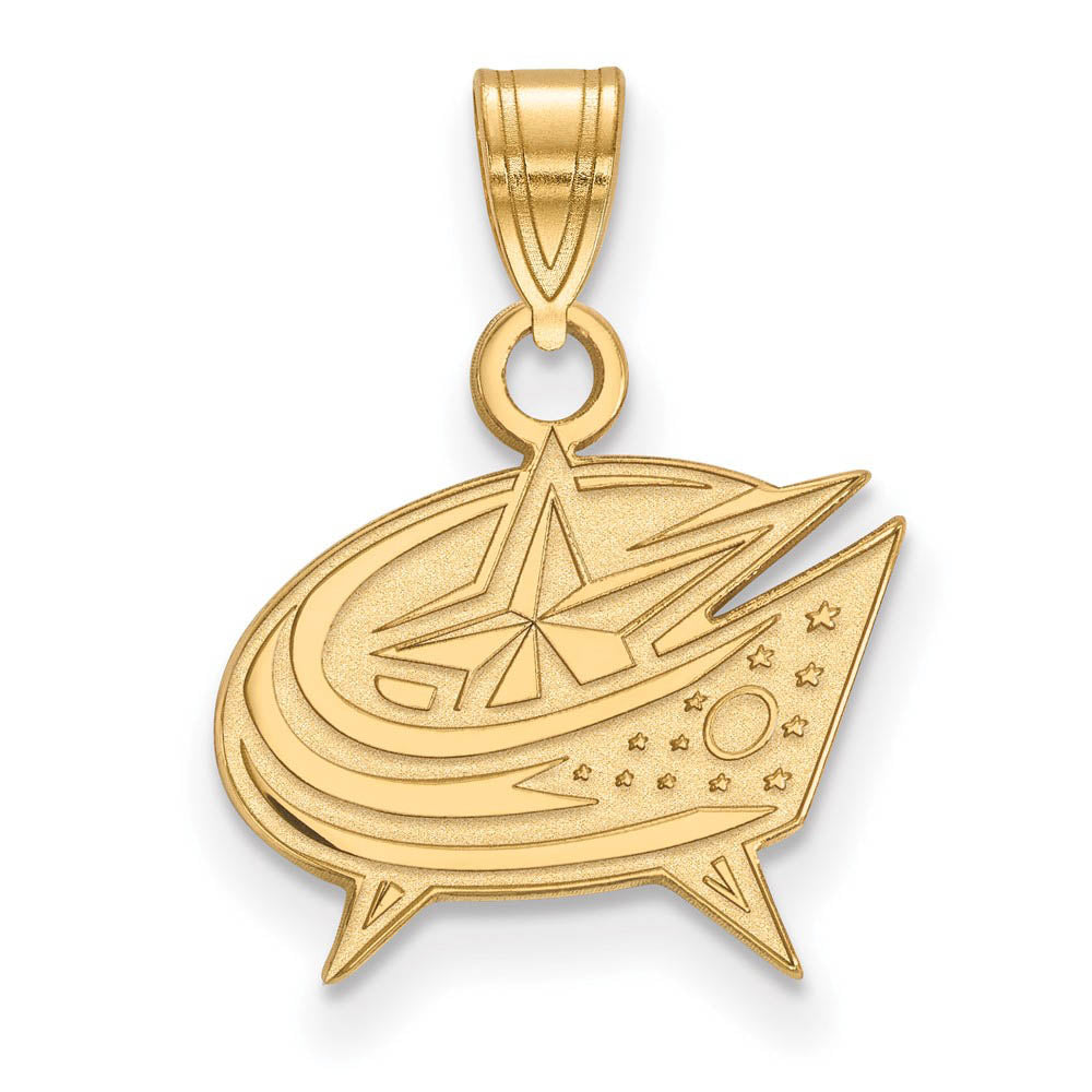 SS 14k Yellow Gold Plated NHL Columbus Blue Jackets SM Pendant, Item P30062 by The Black Bow Jewelry Co.
