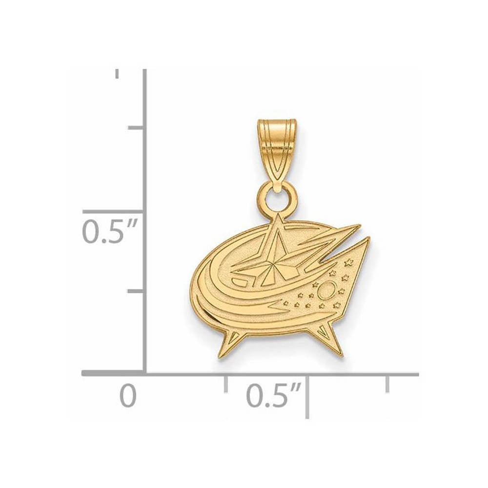 Alternate view of the SS 14k Yellow Gold Plated NHL Columbus Blue Jackets SM Pendant by The Black Bow Jewelry Co.