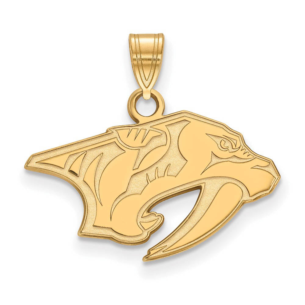 SS 14k Yellow Gold Plated NHL Nashville Predators Small Pendant, Item P30067 by The Black Bow Jewelry Co.