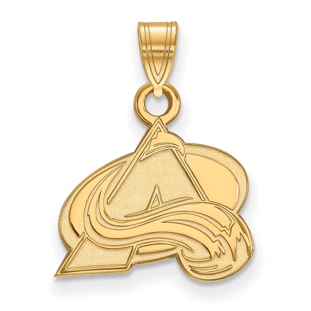 SS 14k Yellow Gold Plated NHL Colorado Avalanche Small Pendant, Item P30070 by The Black Bow Jewelry Co.