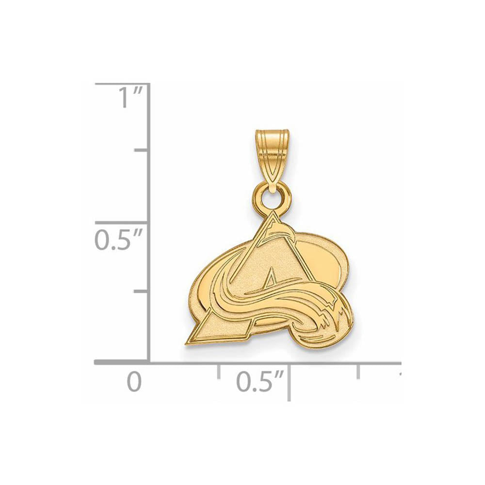 Alternate view of the SS 14k Yellow Gold Plated NHL Colorado Avalanche Small Pendant by The Black Bow Jewelry Co.