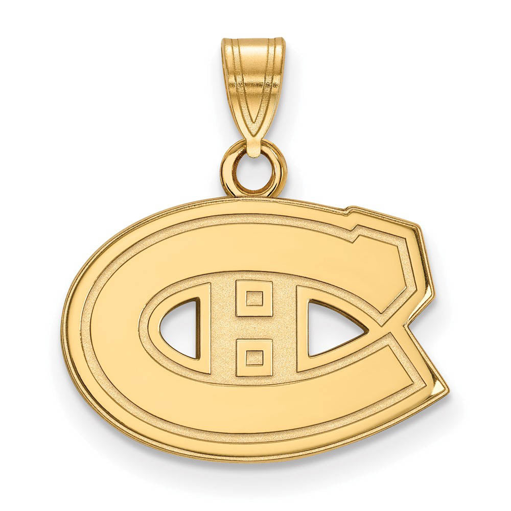 SS 14k Yellow Gold Plated NHL Montreal Canadiens Small Pendant, Item P30074 by The Black Bow Jewelry Co.