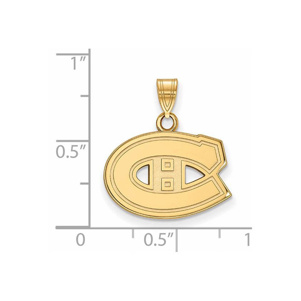 Alternate view of the SS 14k Yellow Gold Plated NHL Montreal Canadiens Small Pendant by The Black Bow Jewelry Co.