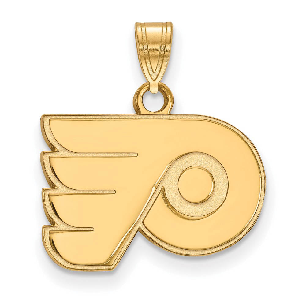 SS 14k Yellow Gold Plated NHL Philadelphia Flyers Small Pendant, Item P30078 by The Black Bow Jewelry Co.