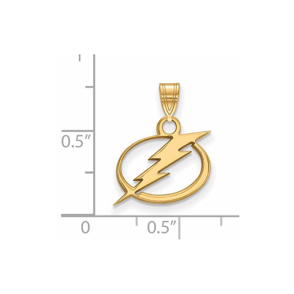 Alternate view of the SS 14k Yellow Gold Plated NHL Tampa Bay Lightning Small Pendant by The Black Bow Jewelry Co.