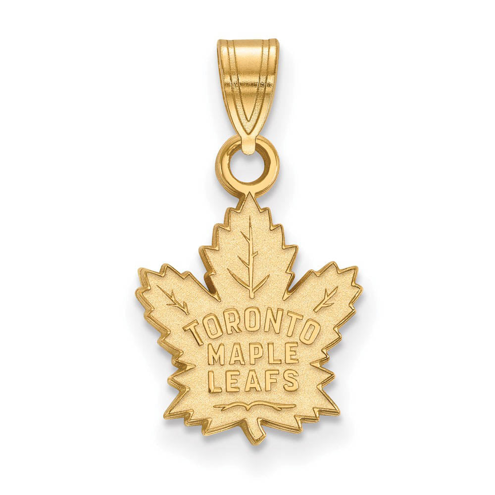 SS 14k Yellow Gold Plated NHL Toronto Maple Leafs Small Pendant, Item P30084 by The Black Bow Jewelry Co.