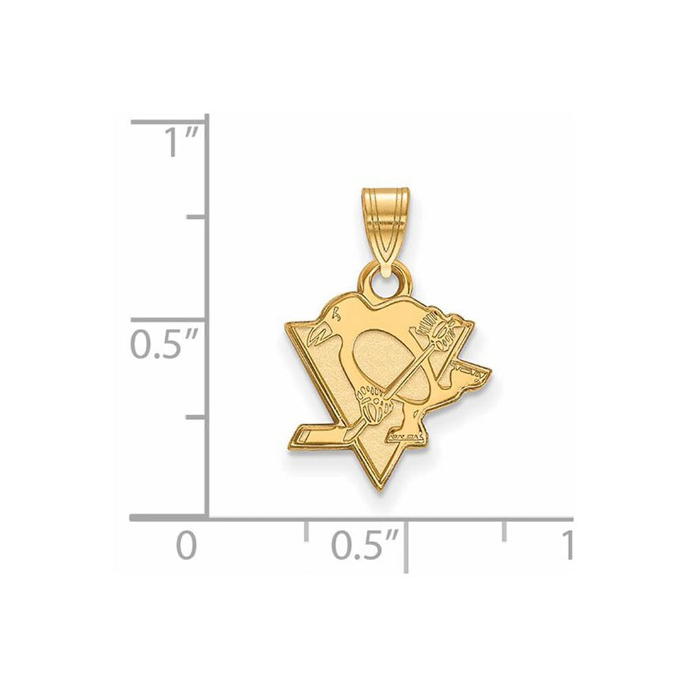 Alternate view of the SS 14k Yellow Gold Plated NHL Pittsburgh Penguins Small Pendant by The Black Bow Jewelry Co.