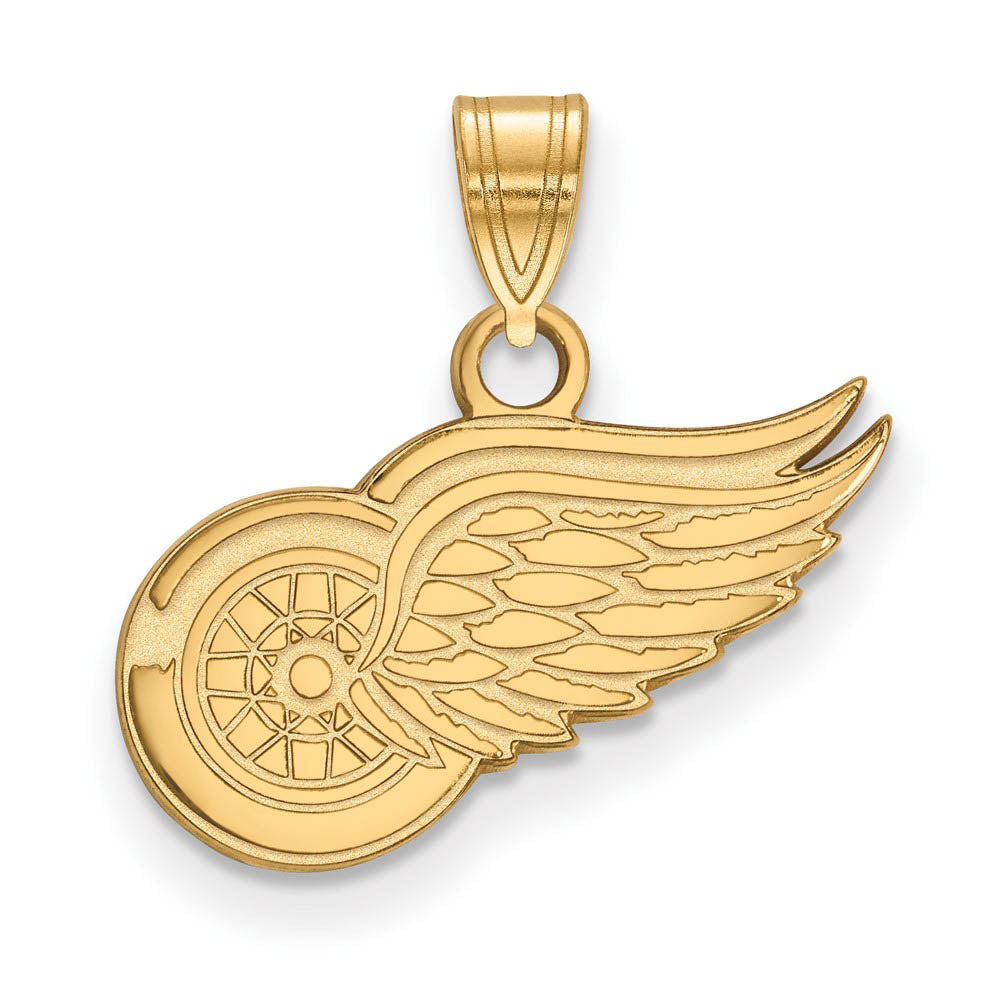 SS 14k Yellow Gold Plated NHL Detroit Red Wings Small Pendant, Item P30087 by The Black Bow Jewelry Co.