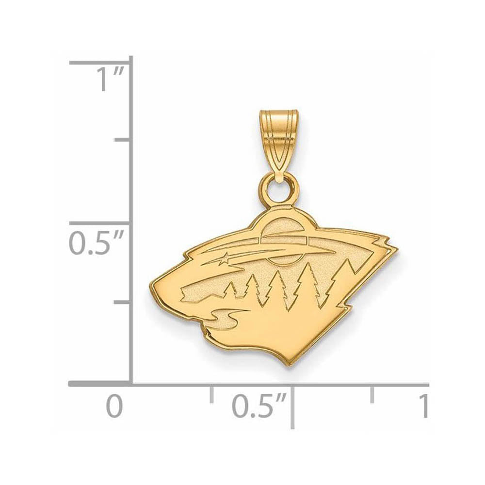 Alternate view of the SS 14k Yellow Gold Plated NHL Minnesota Wild Small Pendant by The Black Bow Jewelry Co.