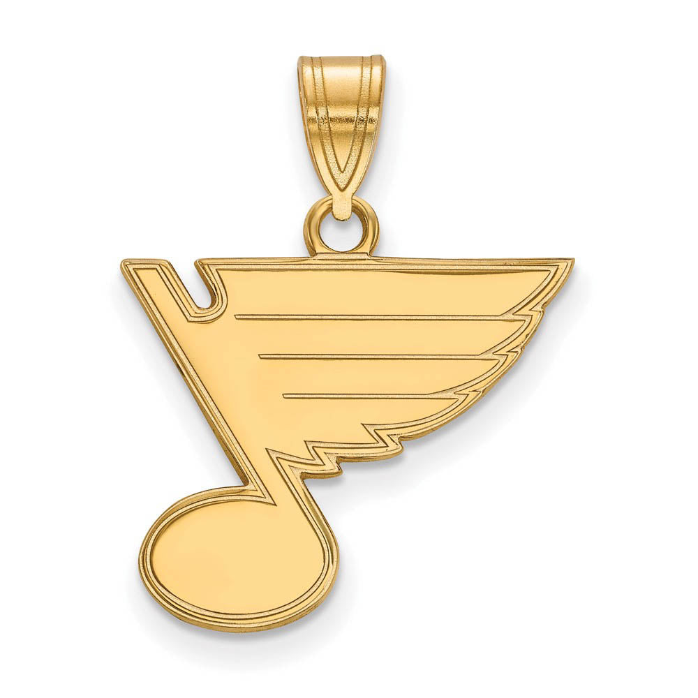 SS 14k Yellow Gold Plated NHL St. Louis Blues Medium Pendant, Item P30101 by The Black Bow Jewelry Co.