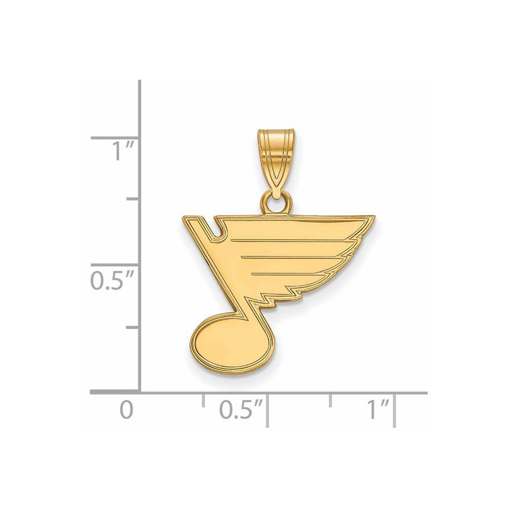 Alternate view of the SS 14k Yellow Gold Plated NHL St. Louis Blues Medium Pendant by The Black Bow Jewelry Co.