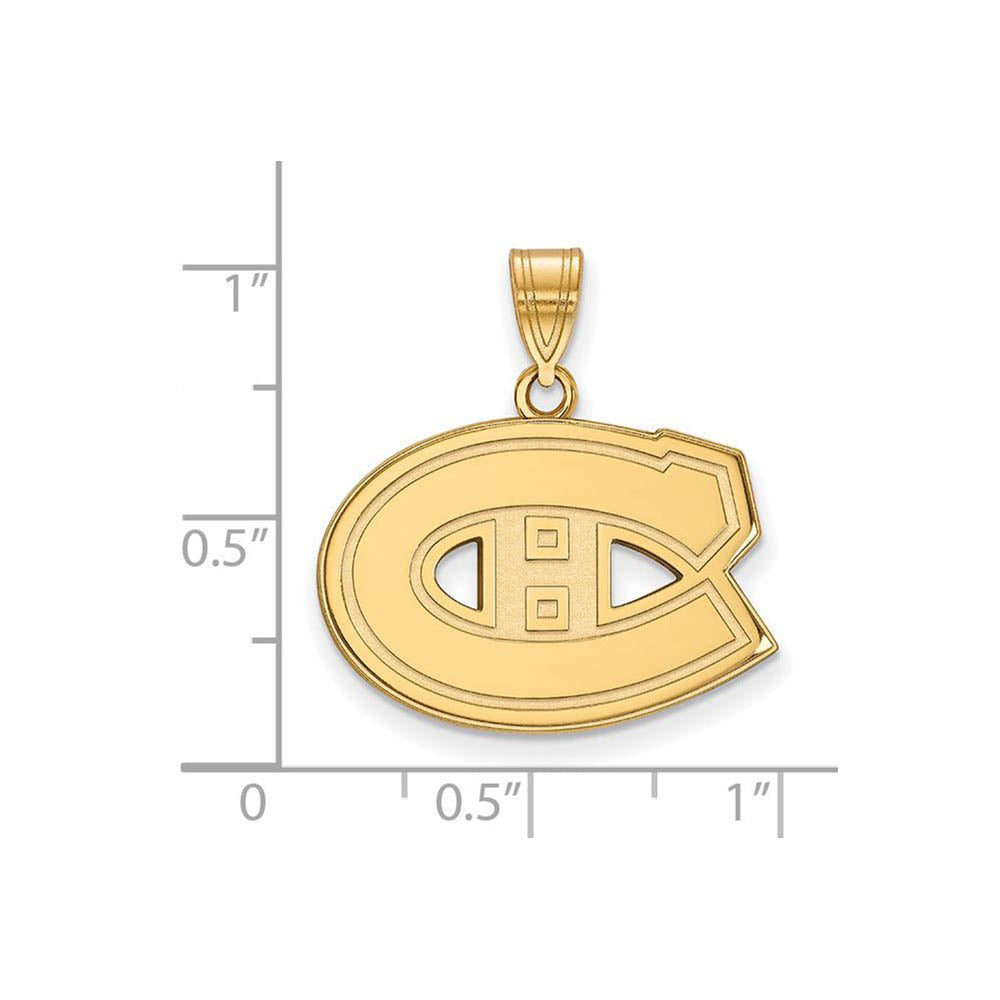 Alternate view of the SS 14k Yellow Gold Plated NHL Montreal Canadiens Medium Pendant by The Black Bow Jewelry Co.