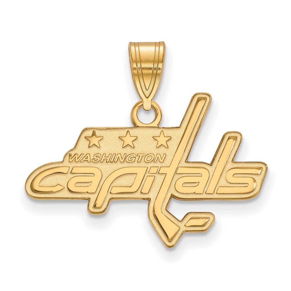 SS 14k Yellow Gold Plated NHL Washington Capitals Medium Pendant, Item P30104 by The Black Bow Jewelry Co.