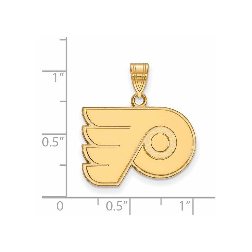 Alternate view of the SS 14k Yellow Gold Plated NHL Philadelphia Flyers Medium Pendant by The Black Bow Jewelry Co.