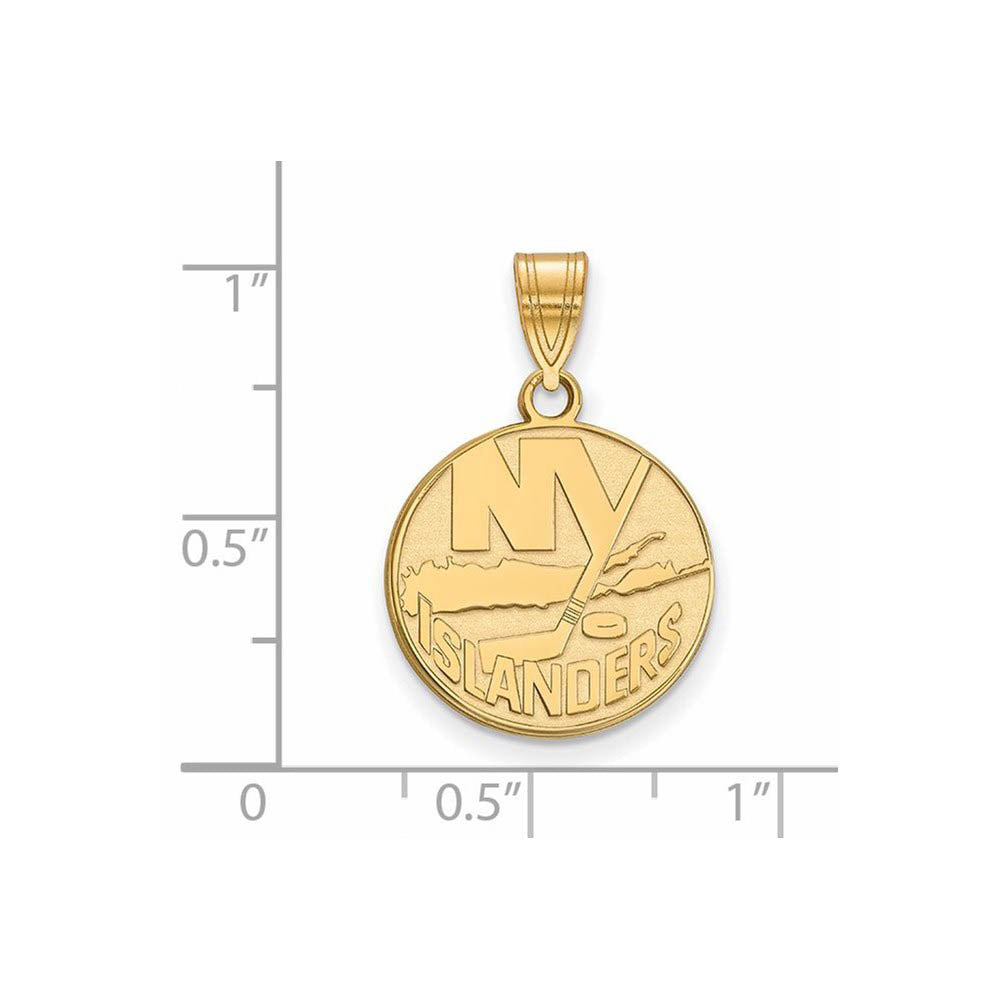 Alternate view of the SS 14k Yellow Gold Plated NHL New York Islanders MD Disc Pendant by The Black Bow Jewelry Co.