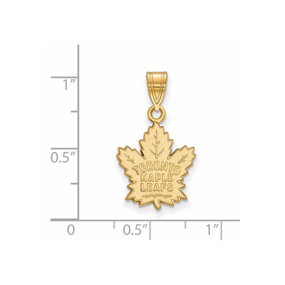 Alternate view of the SS 14k Yellow Gold Plated NHL Toronto Maple Leafs Medium Pendant by The Black Bow Jewelry Co.