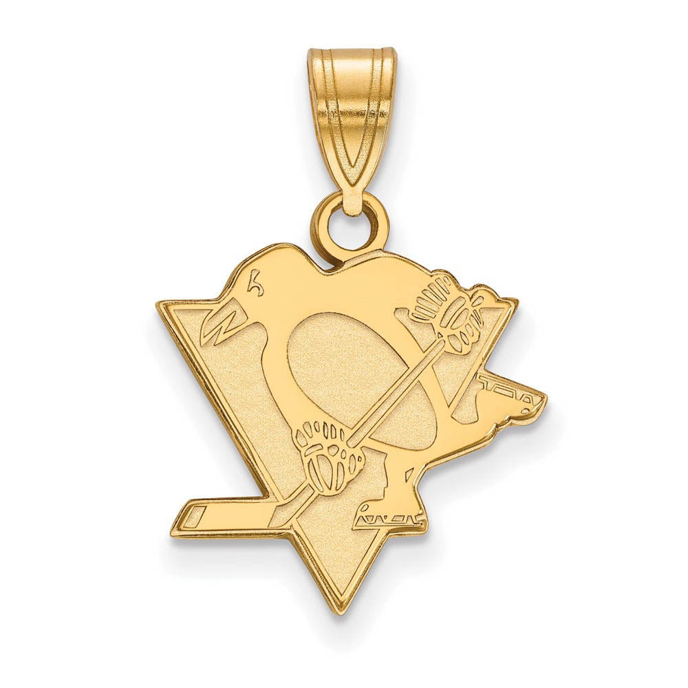 SS 14k Yellow Gold Plated NHL Pittsburgh Penguins Medium Pendant, Item P30114 by The Black Bow Jewelry Co.