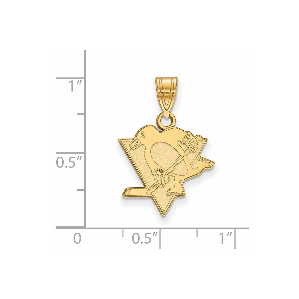 Alternate view of the SS 14k Yellow Gold Plated NHL Pittsburgh Penguins Medium Pendant by The Black Bow Jewelry Co.