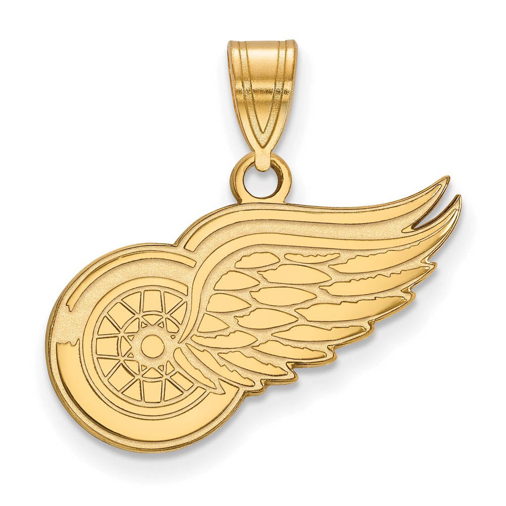 SS 14k Yellow Gold Plated NHL Detroit Red Wings Medium Pendant, Item P30116 by The Black Bow Jewelry Co.