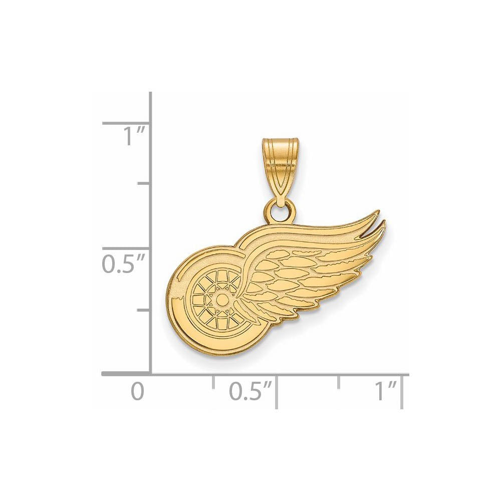 Alternate view of the SS 14k Yellow Gold Plated NHL Detroit Red Wings Medium Pendant by The Black Bow Jewelry Co.