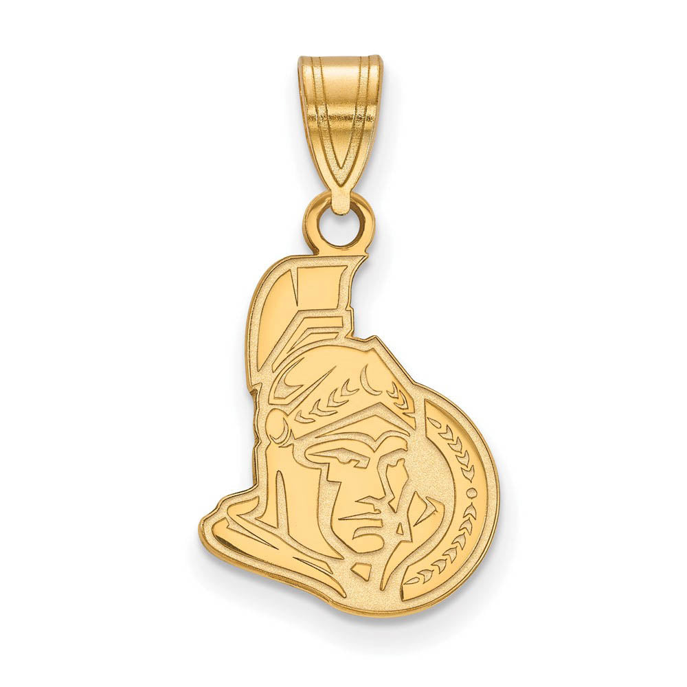 SS 14k Yellow Gold Plated NHL Ottawa Senators Medium Pendant, Item P30118 by The Black Bow Jewelry Co.