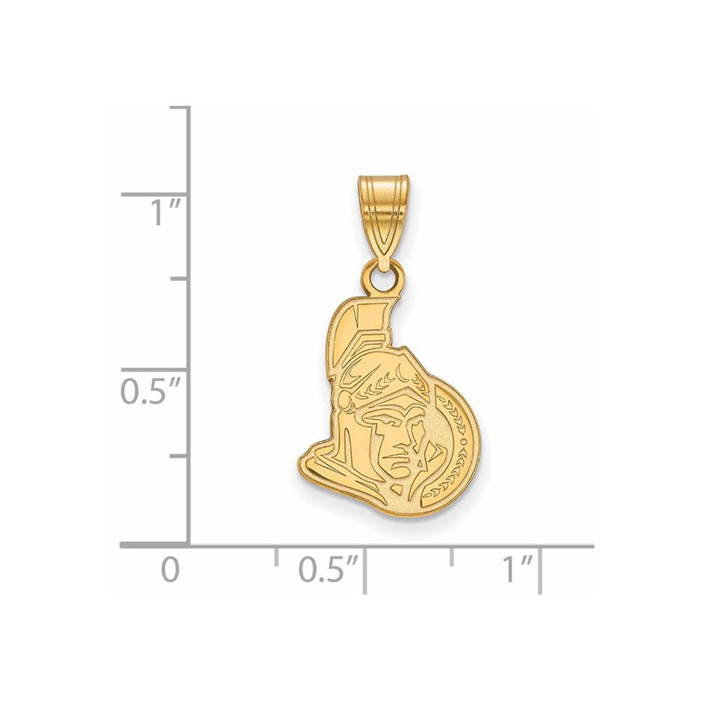 Alternate view of the SS 14k Yellow Gold Plated NHL Ottawa Senators Medium Pendant by The Black Bow Jewelry Co.