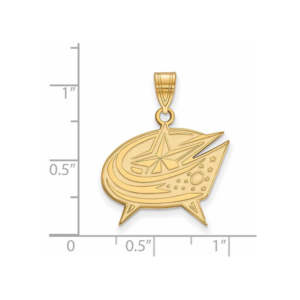 Alternate view of the SS 14k Yellow Gold Plated NHL Columbus Blue Jackets LG Pendant by The Black Bow Jewelry Co.