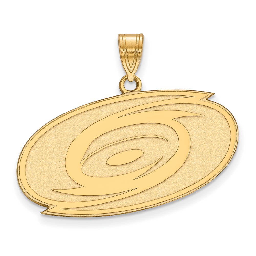 SS 14k Yellow Gold Plated NHL Carolina Hurricanes Large Pendant, Item P30127 by The Black Bow Jewelry Co.