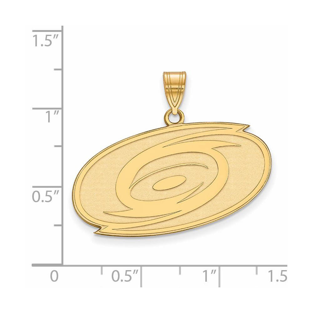 Alternate view of the SS 14k Yellow Gold Plated NHL Carolina Hurricanes Large Pendant by The Black Bow Jewelry Co.