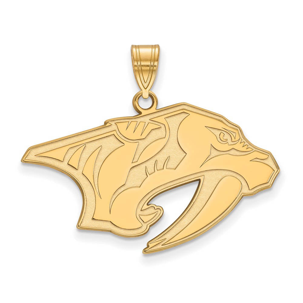 SS 14k Yellow Gold Plated NHL Nashville Predators Large Pendant, Item P30129 by The Black Bow Jewelry Co.