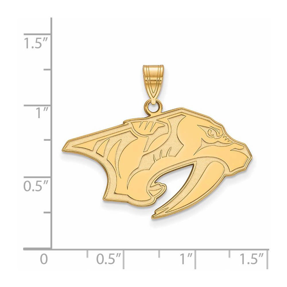 Alternate view of the SS 14k Yellow Gold Plated NHL Nashville Predators Large Pendant by The Black Bow Jewelry Co.