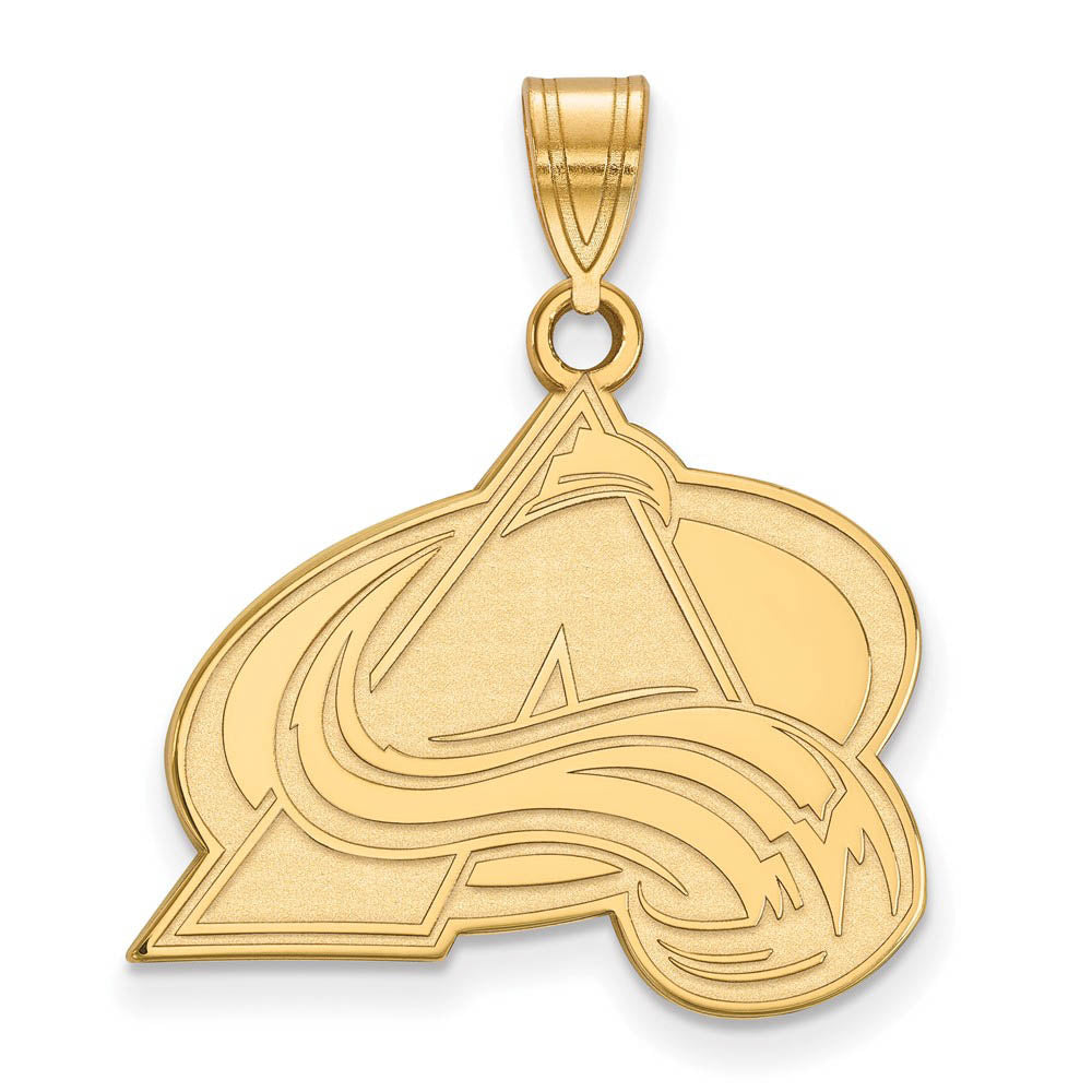 SS 14k Yellow Gold Plated NHL Colorado Avalanche Large Pendant, Item P30132 by The Black Bow Jewelry Co.