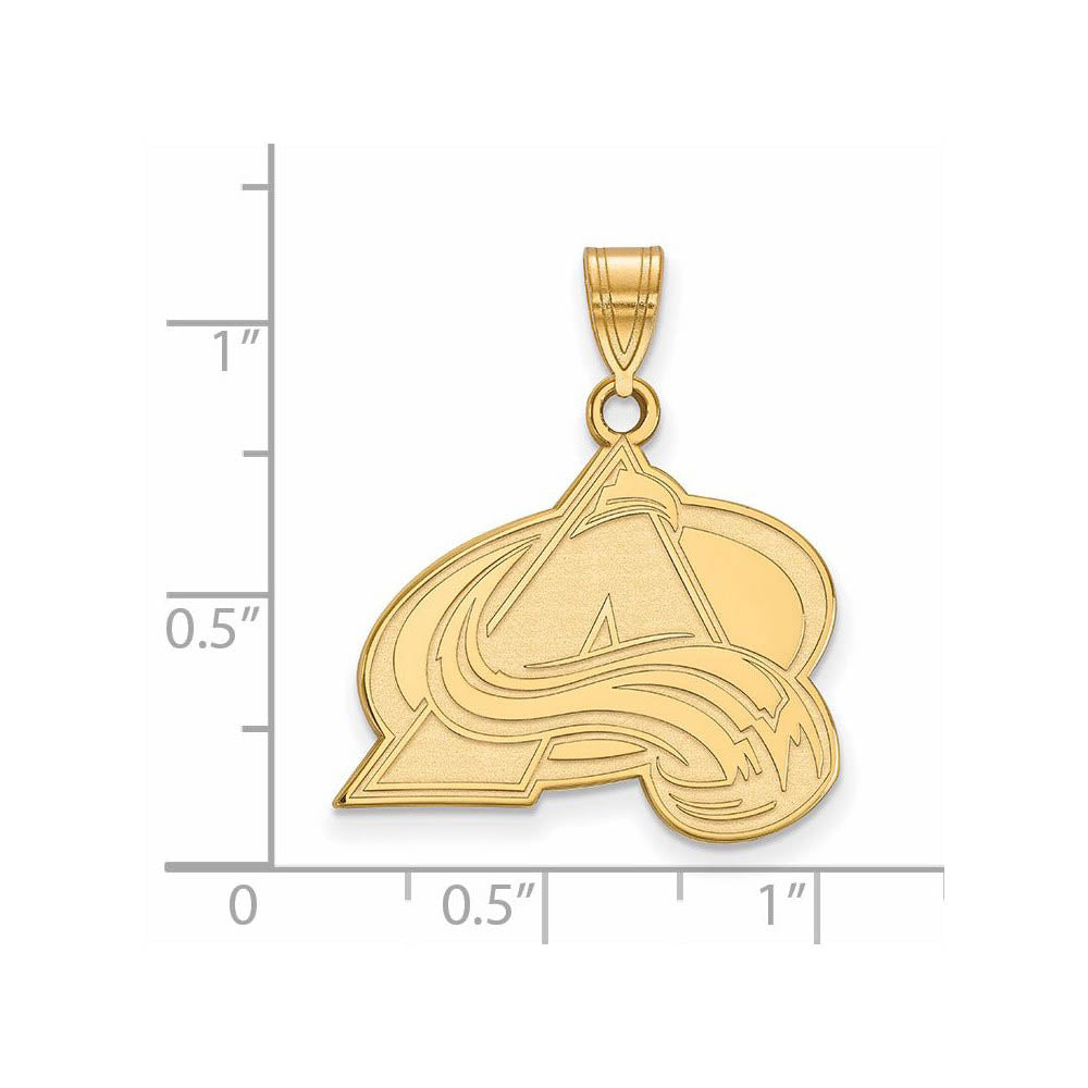 Alternate view of the SS 14k Yellow Gold Plated NHL Colorado Avalanche Large Pendant by The Black Bow Jewelry Co.