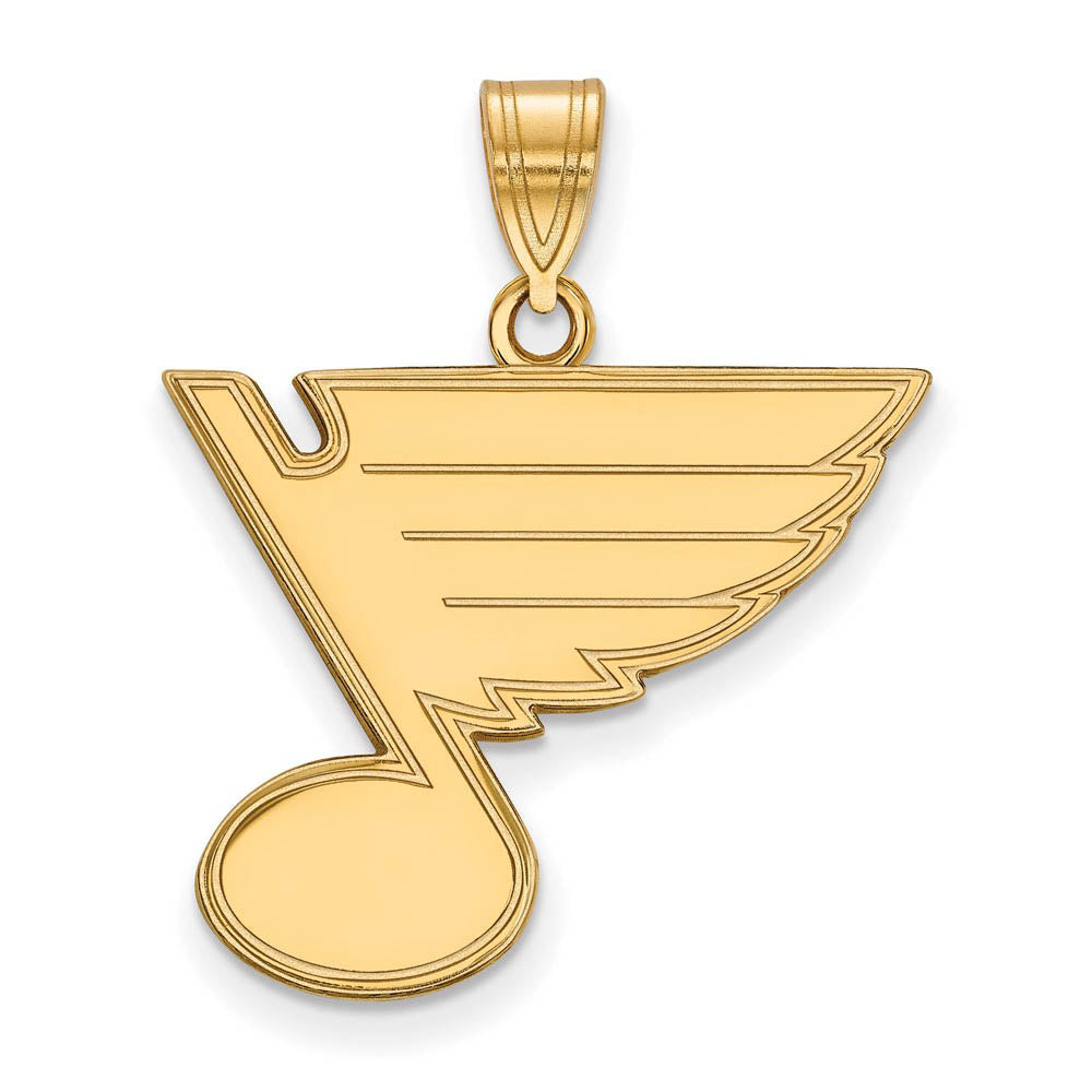 SS 14k Yellow Gold Plated NHL St. Louis Blues Large Pendant, Item P30134 by The Black Bow Jewelry Co.