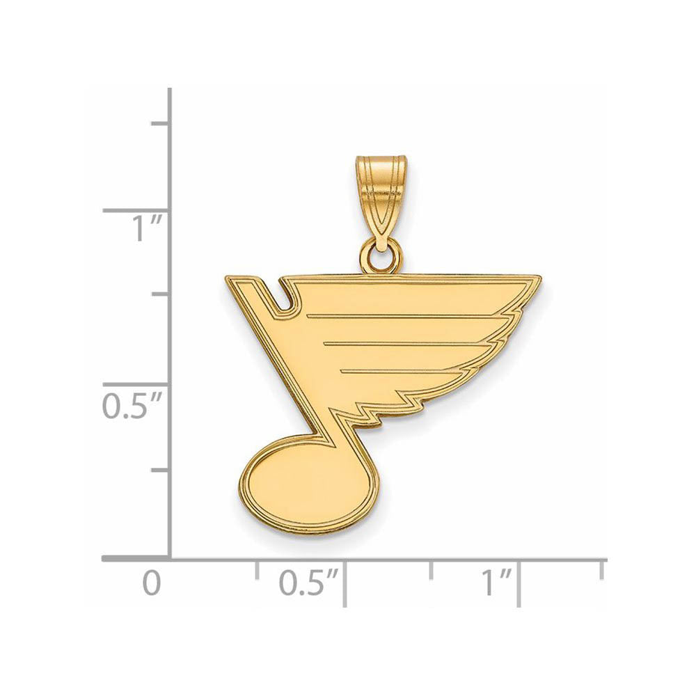 Alternate view of the SS 14k Yellow Gold Plated NHL St. Louis Blues Large Pendant by The Black Bow Jewelry Co.