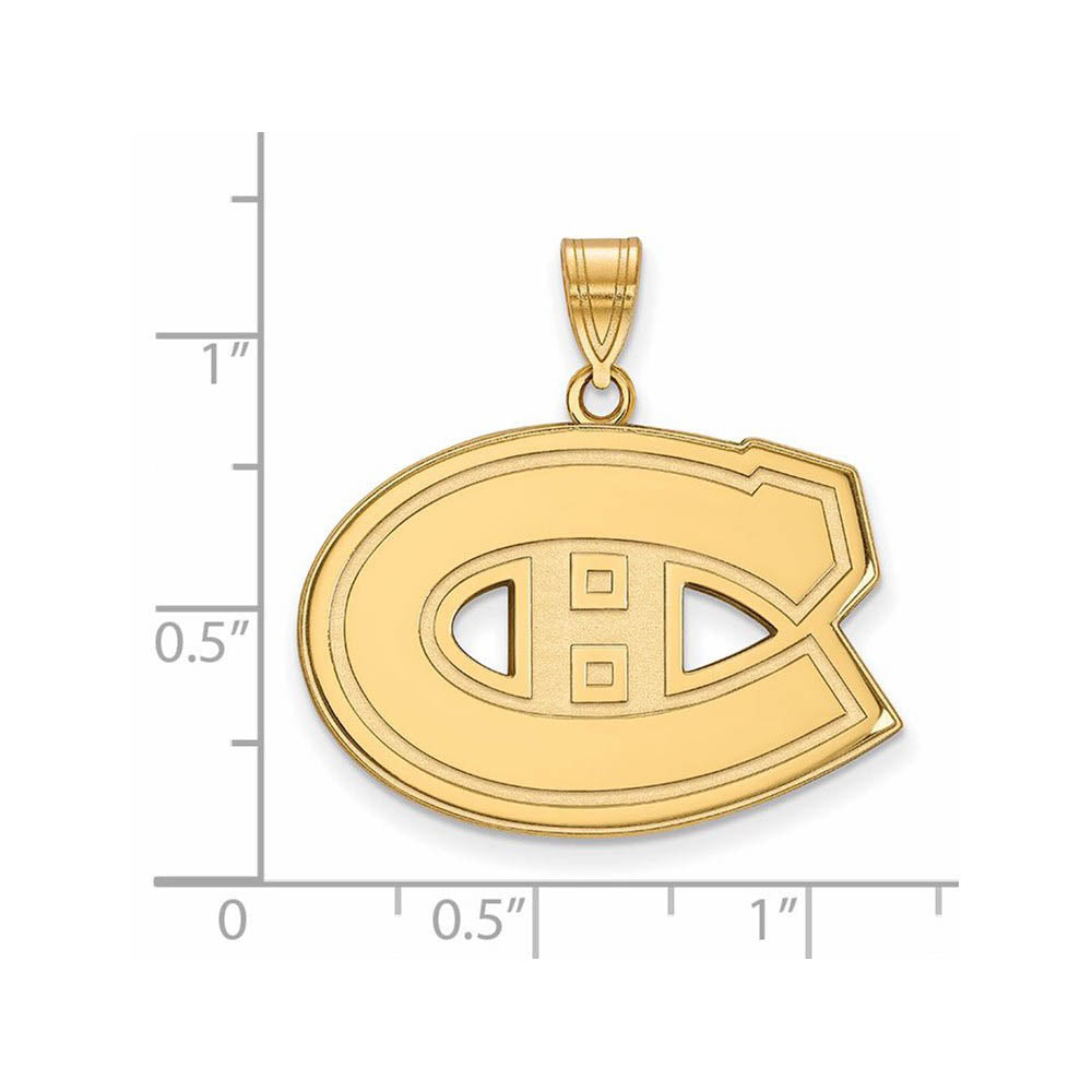 Alternate view of the SS 14k Yellow Gold Plated NHL Montreal Canadiens Large Pendant by The Black Bow Jewelry Co.