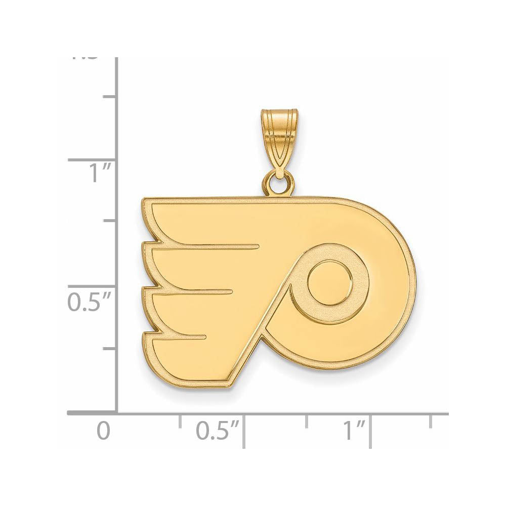 Alternate view of the SS 14k Yellow Gold Plated NHL Philadelphia Flyers Large Pendant by The Black Bow Jewelry Co.