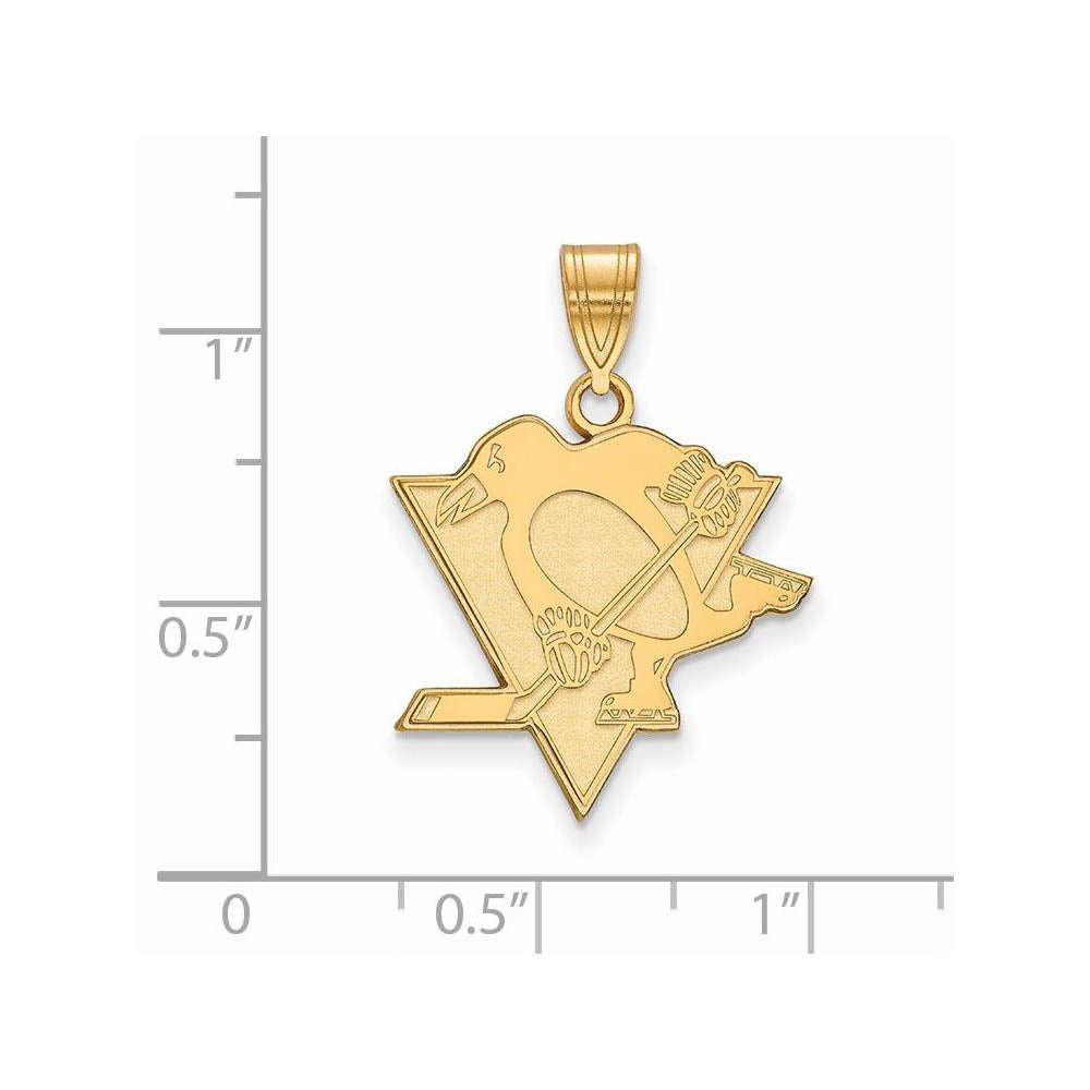 Alternate view of the SS 14k Yellow Gold Plated NHL Pittsburgh Penguins Large Pendant by The Black Bow Jewelry Co.
