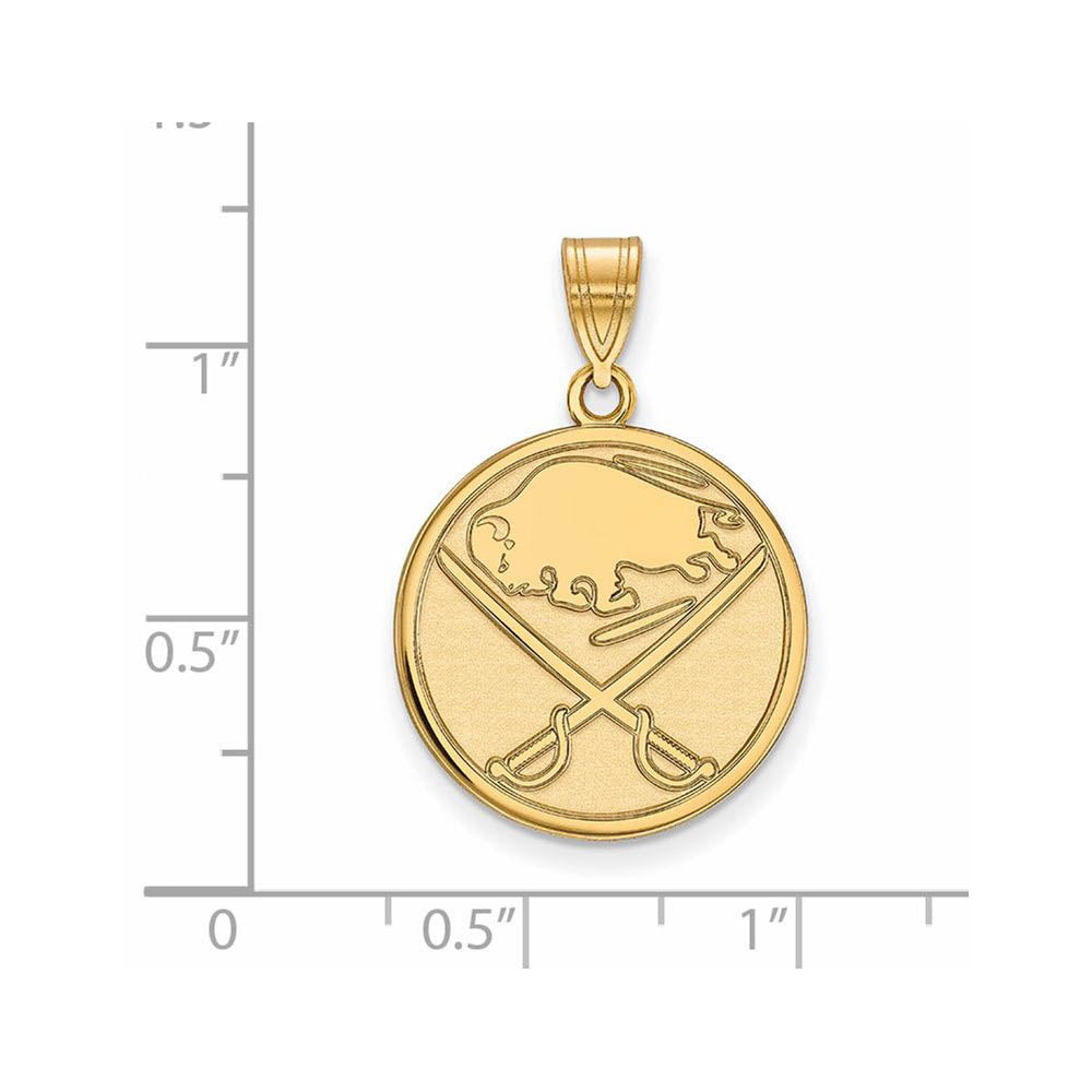 Alternate view of the SS 14k Yellow Gold Plated NHL Buffalo Sabres Large Disc Pendant by The Black Bow Jewelry Co.