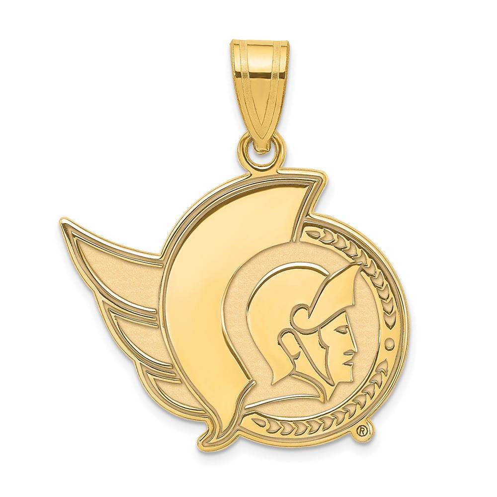 SS 14k Yellow Gold Plated NHL Ottawa Senators Large Pendant, Item P30151 by The Black Bow Jewelry Co.