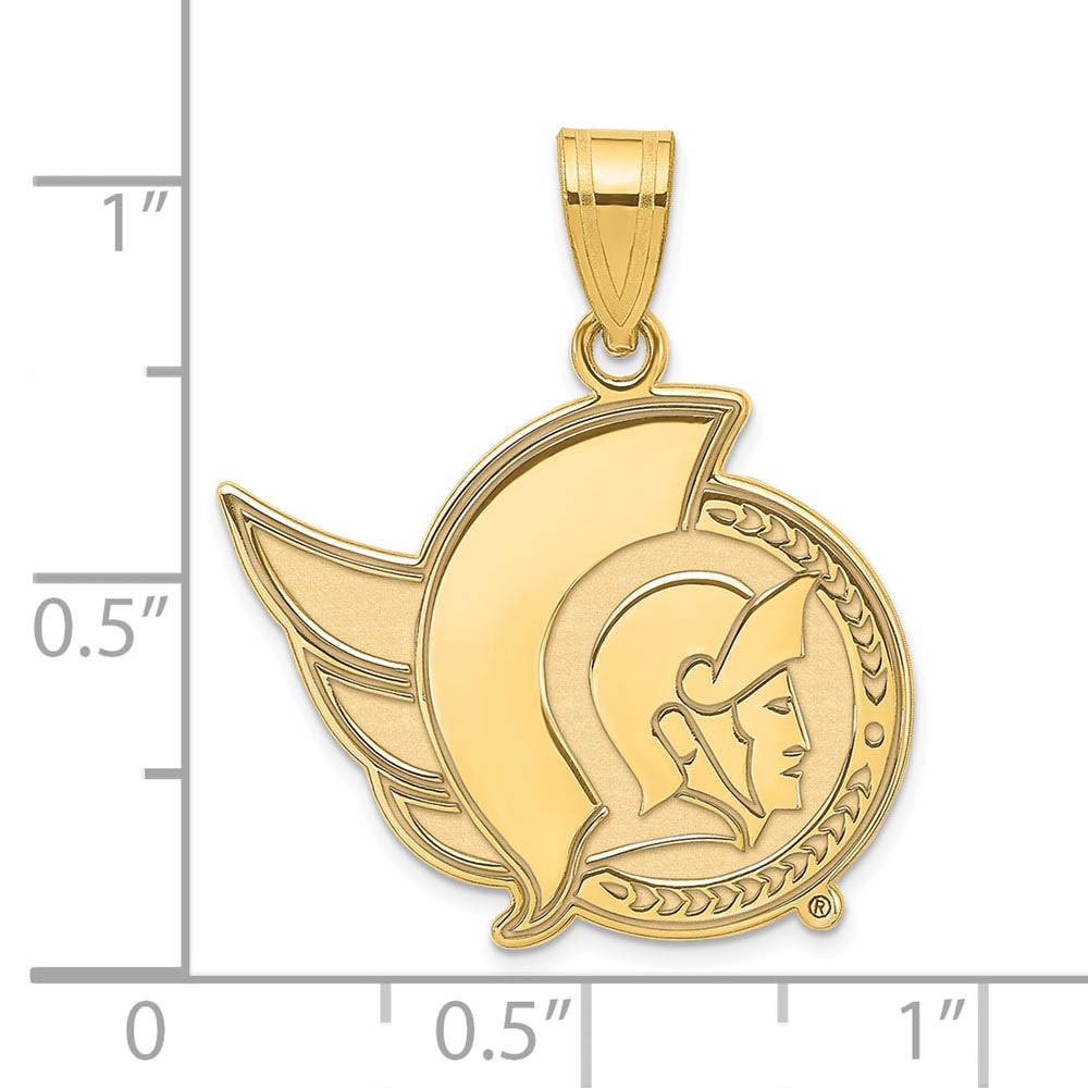 Alternate view of the SS 14k Yellow Gold Plated NHL Ottawa Senators Large Pendant by The Black Bow Jewelry Co.