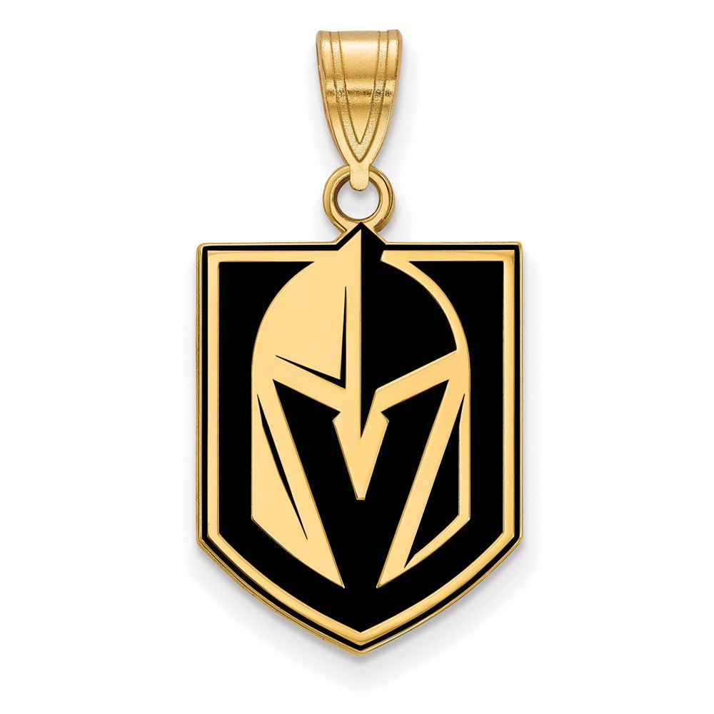 SS 14k Yellow Gold Plated NHL Vegas Golden Knights LG Enamel Pendant, Item P30155 by The Black Bow Jewelry Co.