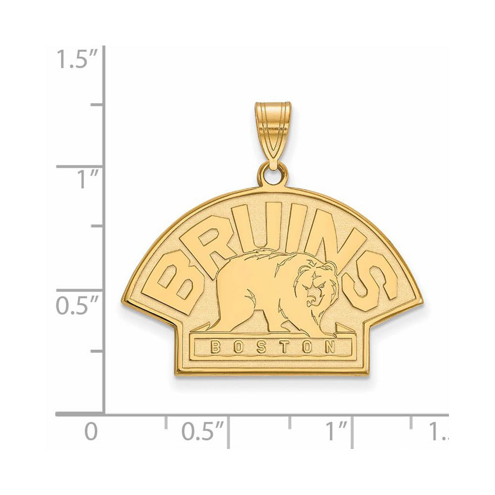 Alternate view of the Sterling Silver 14k Yellow Gold Plated NHL Boston Bruins Large Pendant by The Black Bow Jewelry Co.