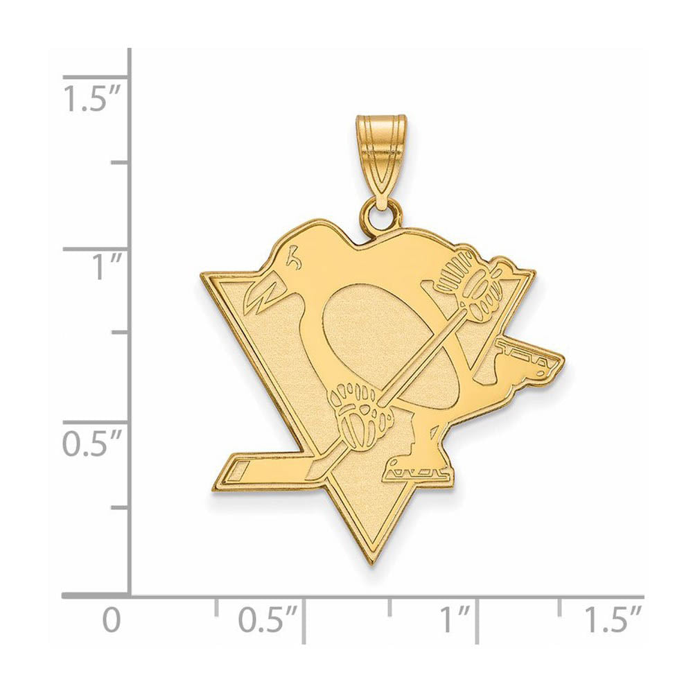 Alternate view of the SS 14k Yellow Gold Plated NHL Pittsburgh Penguins XL Pendant by The Black Bow Jewelry Co.